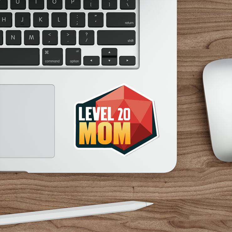 Level 20 Mom with D20, Die-Cut Sticker